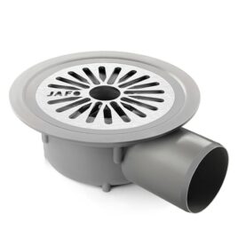 GOLVBRUNN 86:AN 75 MP Ø75MM SIDOUTLOPP, LÅGBYGGANDE MED MATTPAKET, URTAG I SIL GRÅ JAFO