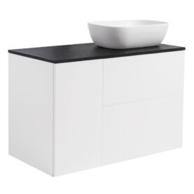 KOMMOD ISELLA 90 VITMATT (60KOMMOD+30USKÅP M TVKORG) SVART BÄNKSKIVA REKT VITMATT TVÄTTSTÄLL 46X33