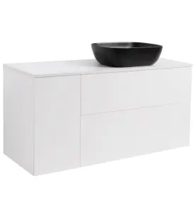 KOMMOD ISELLA 120 VIT HB (90KOMMOD+30USKÅP M TVKORG) VIT BÄNKSKIVA REKT SVARTMATT TVÄTTSTÄLL 46X33