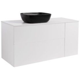 KOMMOD ISELLA 120 VITMATT (90KOMMOD+30USKÅP M TVKORG) VIT BÄNKSKIVA REKT SVARTMATT TVÄTTSTÄLL 46X33