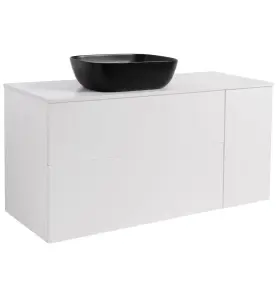 KOMMOD ISELLA 120 VITMATT (90KOMMOD+30USKÅP M TVKORG) VIT BÄNKSKIVA REKT SVARTMATT TVÄTTSTÄLL 46X33