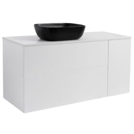 KOMMOD ISELLA 120 GRÅ (90KOMMOD+30USKÅP M TVKORG) VIT BÄNKSKIVA REKTANG SVARTMATT TVÄTTSTÄLL 46X33