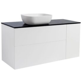 KOMMOD ISELLA 120 GRÅ (90KOMMOD+30USKÅP M TVKORG) SVART BÄNKSKIVA REKTANG VITMATT TVÄTTSTÄLL 46X33