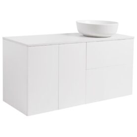 KOMMOD ISELLA 120 VITMATT (60KOMMOD+30USKÅP M TVKORG) VIT BÄNKSKIVA O RUNT VITMATT TVÄTTSTÄLL 42