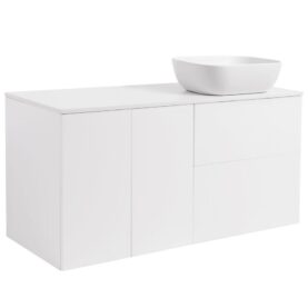 KOMMOD ISELLA 120 VITMATT (60KOMMOD+30USKÅP M TVKORG) VIT BÄNKSKIVA REKT VITMATT TVÄTTSTÄLL 46X33