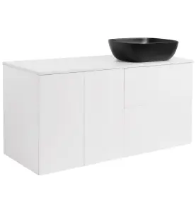 KOMMOD ISELLA 120 VITMATT (60KOMMOD+30USKÅP M TVKORG) VIT BÄNKSKIVA REKT SVARTMATT TVÄTTSTÄLL 46X33