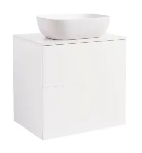 KOMMOD ISELLA 60 VIT MATT MED VIT BÄNKSKIVA OCH REKTANGULÄRT VIT MATT TVÄTTSTÄLL 46X33 CM
