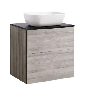 KOMMOD ISELLA 60 SAND MED SVART BÄNKSKIVA OCH REKTANGULÄRT VIT MATT TVÄTTSTÄLL 46X33 CM