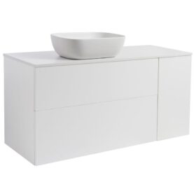 KOMMOD ISELLA 120 VIT HB (90KOMMOD+30USKÅP M TVKORG) VIT BÄNKSKIVA REKTANG VITMATT TVÄTTSTÄLL 46X33