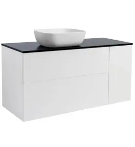 KOMMOD ISELLA 120 VITMATT (90KOMMOD+30USKÅP M TVKORG) SVART BÄNKSKIVA REKT VITMATT TVÄTTSTÄLL 46X33