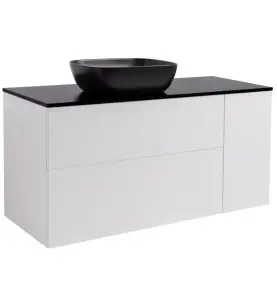 KOMMOD ISELLA 120 VITMATT (90KOMMOD+30USKÅP M TVKORG) SVART BÄNKSKIVA REKT SVARTMAT TVÄTTSTÄLL 46X33