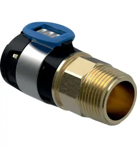ÖVERGÅNGSKOPPLING 16 MM R10 UTVÄNDIG GÄNGA GULMETALL FLOWFIT GEBERIT