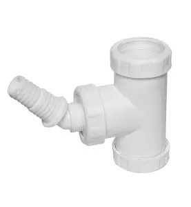 T-RÖRSKOPPLING 40 MM MED SLANGNIPPEL & LÅSMUTTRAR VIT FALUPLAST