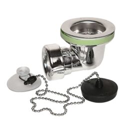 BOTTENVENTIL 32 MM FÖR BADKAR VINKEL, MED SIL/KEDJA/PROPP KROM FÖRKROMAD FALUPLAST