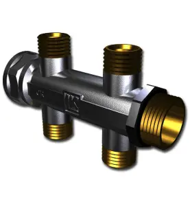 FÖRDELARE 2+2 UNI 1 X G20 / 2+2 G15 2+2 X C/C50 MM AVSTICK FÖR PEX-RÖR NICKEL LK