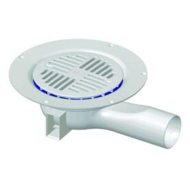 SPYGATT MINIMAX 50 MM Ø130 MM, H=70 MM SIDOUTLOPP UTAN VATTENLÅSINSATS, LÅG VIT PURUS