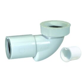 UTLOPPSVINKEL PUM 40 MM X G40/G32 X 90° FÖR TVÄTTSTÄLL MED MEKANISK LUKTSPÄRRMEMBRAN VIT PURUS