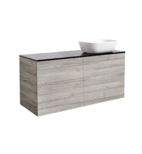 KOMMOD ISELLA 120 SAND MED SVART BÄNKSKIVA OCH REKTANGULÄRT VIT MATT TVÄTTSTÄLL 46X33 CM