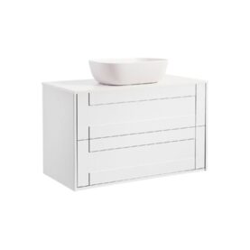 KOMMOD GABRIELLA 90 VIT MATT MED VIT BÄNKSKIVA OCH REKTANGULÄRT VIT MATT TVÄTTSTÄLL 46X33 CM