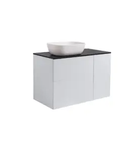 KOMMOD ISELLA 90 GRÅ (60KOMMOD+30USKÅP TVKORG) SVART BÄNKSKIVA O REKTANG VITMATT TVÄTTSTÄLL 46X33