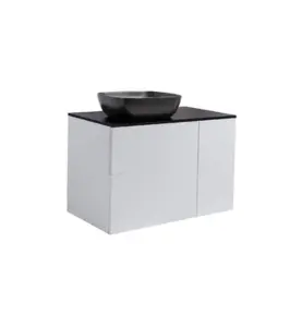 KOMMOD ISELLA 90 GRÅ (60KOMMOD+30USKÅP TVKORG) SVART BÄNKSKIVA O REKTANG SVARTMATT TVÄTTSTÄLL 46X33