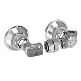VÄGGFÖRDELARE V6 SET 16 MM 2-RÖR, C/C60 MM LIGGANDE, AVSTÄNGNING FÖRKROMAD VATETTE