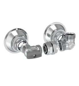 VÄGGFÖRDELARE V6 SET 16 MM 2-RÖR, C/C60 MM LIGGANDE, AVSTÄNGNING FÖRKROMAD VATETTE