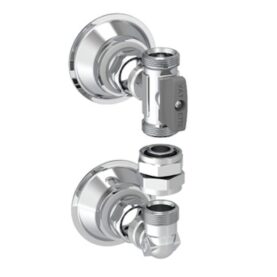 VÄGGFÖRDELARE V6 SET 16 MM 2-RÖR, C/C60 MM STÅENDE, AVSTÄNGNING FÖRKROMAD VATETTE