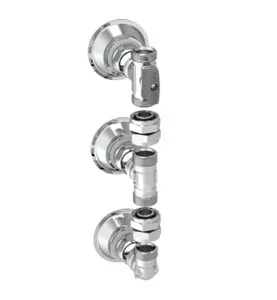 VÄGGFÖRDELARE V6 SET 16 MM 3 RÖR, C/C60 MM STÅENDE, AVSTÄNGNING FÖRKROMAD VATETTE