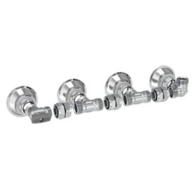 VÄGGFÖRDELARE V6 SET 16 MM 4 RÖR, C/C60 MM LIGGANDE, AVSTÄNGNING FÖRKROMAD VATETTE