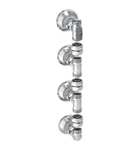 VÄGGFÖRDELARE V6 SET 16 MM 4 RÖR, C/C60 MM STÅENDE, AVSTÄNGNING FÖRKROMAD VATETTE
