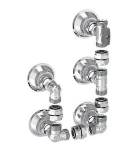 VÄGGFÖRDELARE V6 SET 16 MM 5 RÖR, C/C60 MM U-FORMAD, AVSTÄNGNING FÖRKROMAD VATETTE