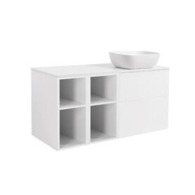 MÖBELPAKET ISELLA MATTVIT INKL TVÅ ÖPPNA SIDOSKÅP, VIT BÄNKSKIVA & VIT REKTAGULÄRT TVÄTTSTÄLL