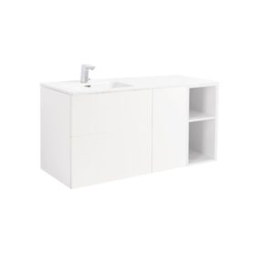 MÖBELPAKET ISELLA MATTVIT, INKL TVÄTTSTÄLL MED ENKELHO VÄNSTER, TVÄTTKORG OCH ÖPPET SIDOSKÅP