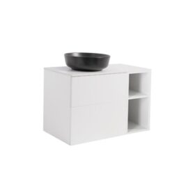 MÖBELPAKET ISELLA VIT 60+30 INKL ÖPPET SIDOSKÅP, VIT BÄNKSKIVA & SVART RUNT TVÄTTSTÄLL