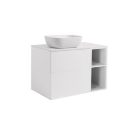 MÖBELPAKET ISELLA MATTVIT 60+30 INKL ÖPPET SIDOSKÅP, VIT BÄNKSKIVA & VITT REKTANGULÄRT TVÄTTSTÄLL