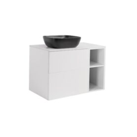 MÖBELPAKET ISELLA MATTVIT 60+30 INKL ÖPPET SIDOSKÅP, VIT BÄNKSKIVA & SVART REKTANGULÄRT TVÄTTSTÄLL