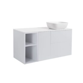 MÖBELPAKET ISELLA GRÅ 60+30+30 TVÄTTKORG & SIDOSKÅP, VIT BÄNKSKIVA & VIT REKTANGULÄRT TVÄTTSTÄLL