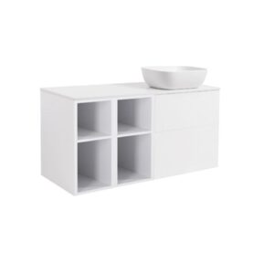 MÖBELPAKET ISELLA VIT INKL TVÅ ÖPPNA SIDOSKÅP, VIT BÄNKSKIVA & VIT REKTAGULÄRT TVÄTTSTÄLL