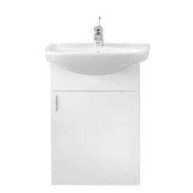 KOMMOD BASIC AQUA VIT HÖGBLANK MED BASIC TVÄTTSTÄLL I PORSLIN ALTERNA