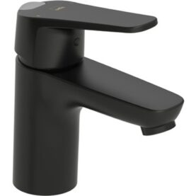 TVÄTTSTÄLLSBLANDARE VEGA, MATT SVART ENERGIKLASS B, SKÅLL-SKYDD VIA KNAPP, 3S, ORAS