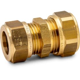 RAK KOPPLING FÖRMINSKAD 16X15 MM 2 X KLÄMRING DZR MÄSSING ALTECH