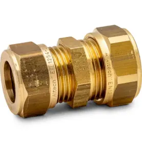 RAK KOPPLING FÖRMINSKAD 16X15 MM 2 X KLÄMRING DZR MÄSSING ALTECH