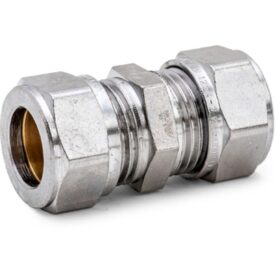 RAK KOPPLING 10 MM 2 X KLÄMRING FÖRKROMAD DZR MÄSSING ALTECH