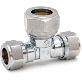 T-KOPPLING FÖRMINSKAD 12X10X12 MM 3 X KLÄMRING FÖRKROMAD DZR MÄSSING ALTECH