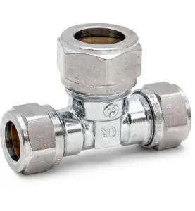 T-KOPPLING FÖRMINSKAD 12X10X12 MM 3 X KLÄMRING FÖRKROMAD DZR MÄSSING ALTECH