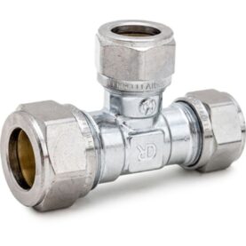 T-KOPPLING FÖRMINSKAD 15X12X12 MM 3 X KLÄMRING FÖRKROMAD DZR MÄSSING ALTECH