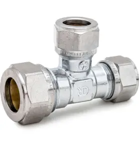 T-KOPPLING FÖRMINSKAD 15X12X12 MM 3 X KLÄMRING FÖRKROMAD DZR MÄSSING ALTECH