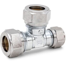 T-KOPPLING FÖRMINSKAD 15X15X12 MM 3 X KLÄMRING FÖRKROMAD DZR MÄSSING ALTECH