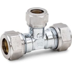 T-KOPPLING FÖRMINSKAD 15X12X15 MM 3 X KLÄMRING FÖRKROMAD DZR MÄSSING ALTECH